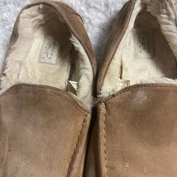 UGG ASCOT 5775 MEN’S CHESTNUT SUEDE sheepskin lining SLIPPERS SIZE 12 - Picture 9 of 10